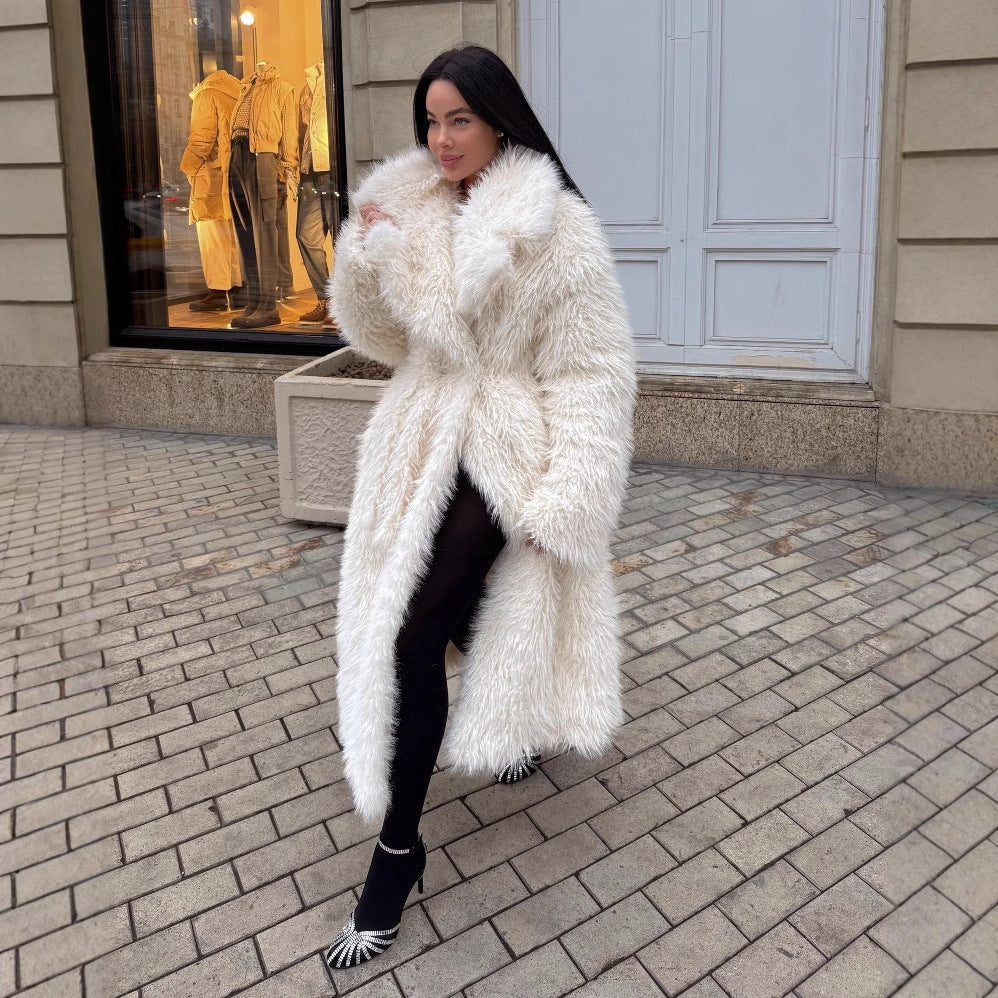 New Overknee Thickened Temperament Long Fur Coat