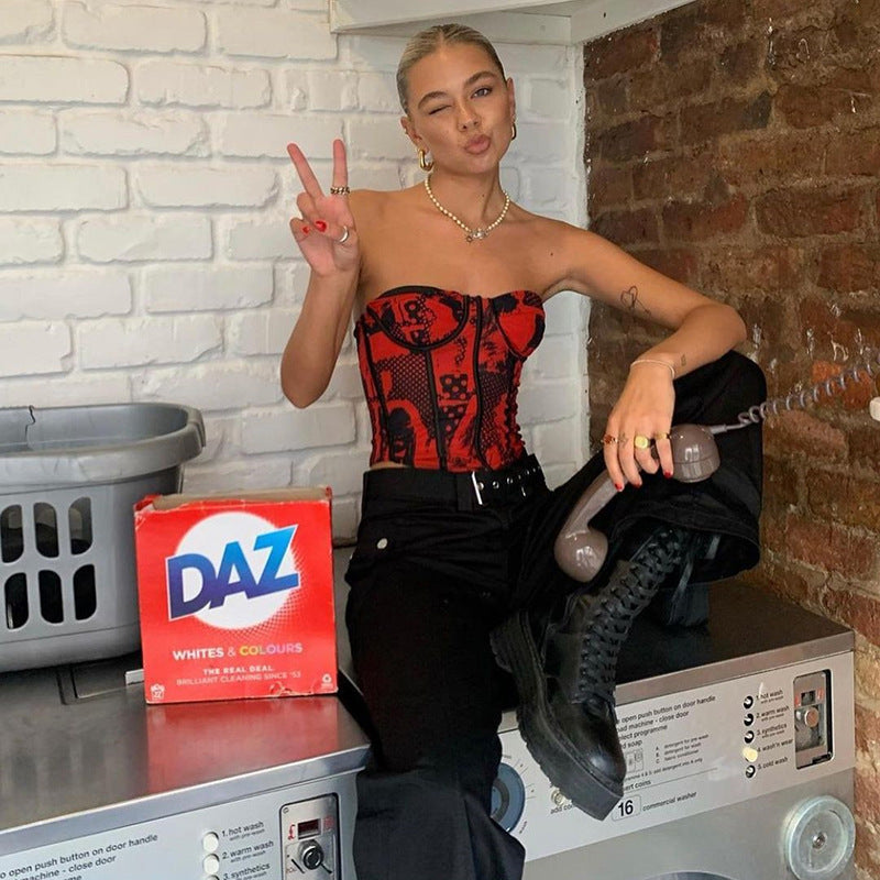 Women's One-shoulder Slim Printed Vest