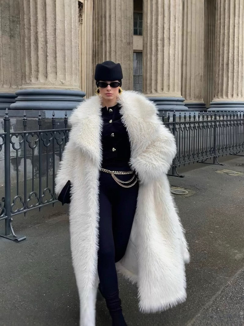 New Overknee Thickened Temperament Long Fur Coat