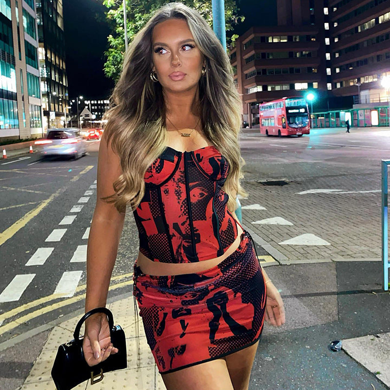 Women's One-shoulder Slim Printed Vest